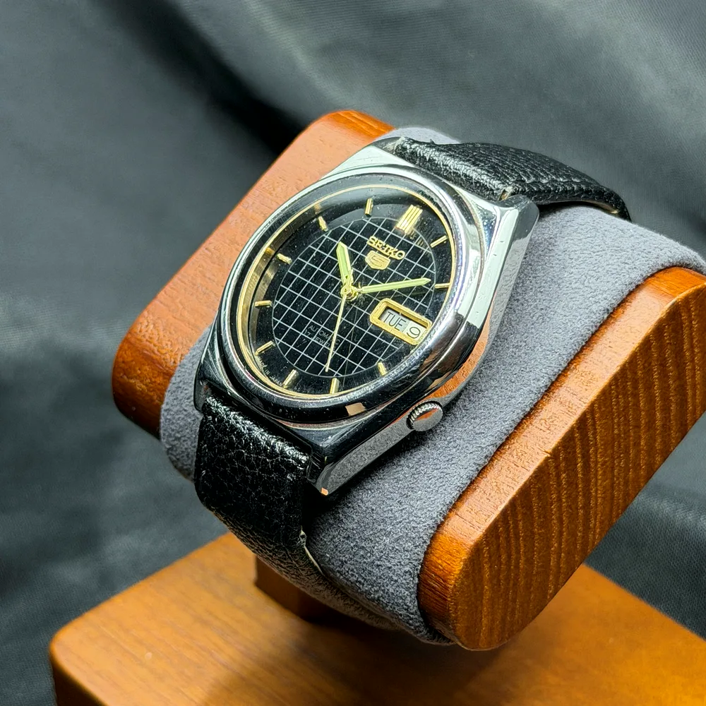 Seiko 5 Automatic, juodas su tinkleliu 7009-876J, nuotrauka 2
