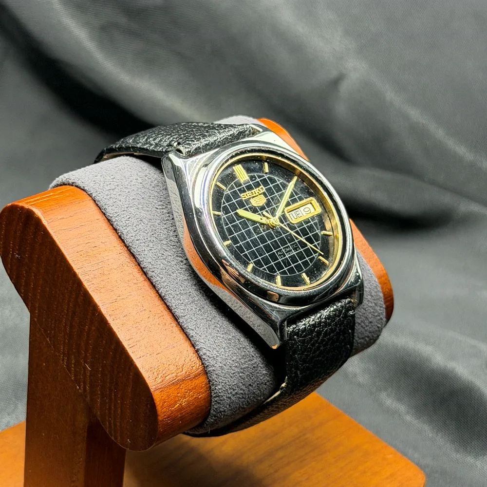 Seiko 5 Automatic, juodas su tinkleliu 7009-876J, nuotrauka 3